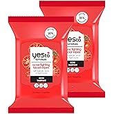 Yes To Tomatoes Clear Skin Acne Fighting Facial Wipes, Acne Prone Skin + Helps Control Oil + Salicylic Acid + 95% Natural Ingredients, 30 Count (Pack of 2)