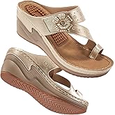 Womens Sandals Wedge 2026: All-Day Comfort Orthopedic Wedges Flip Flops Casual Walking Shoes with Adjustable for Summer Dressy