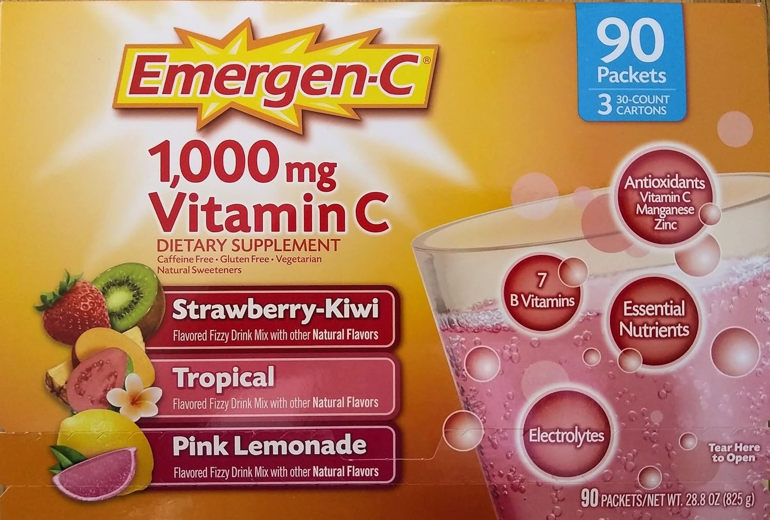 EmergenC 1,000 mg Vitamin C Dietary Supplement Drink Mix, Strawberry
