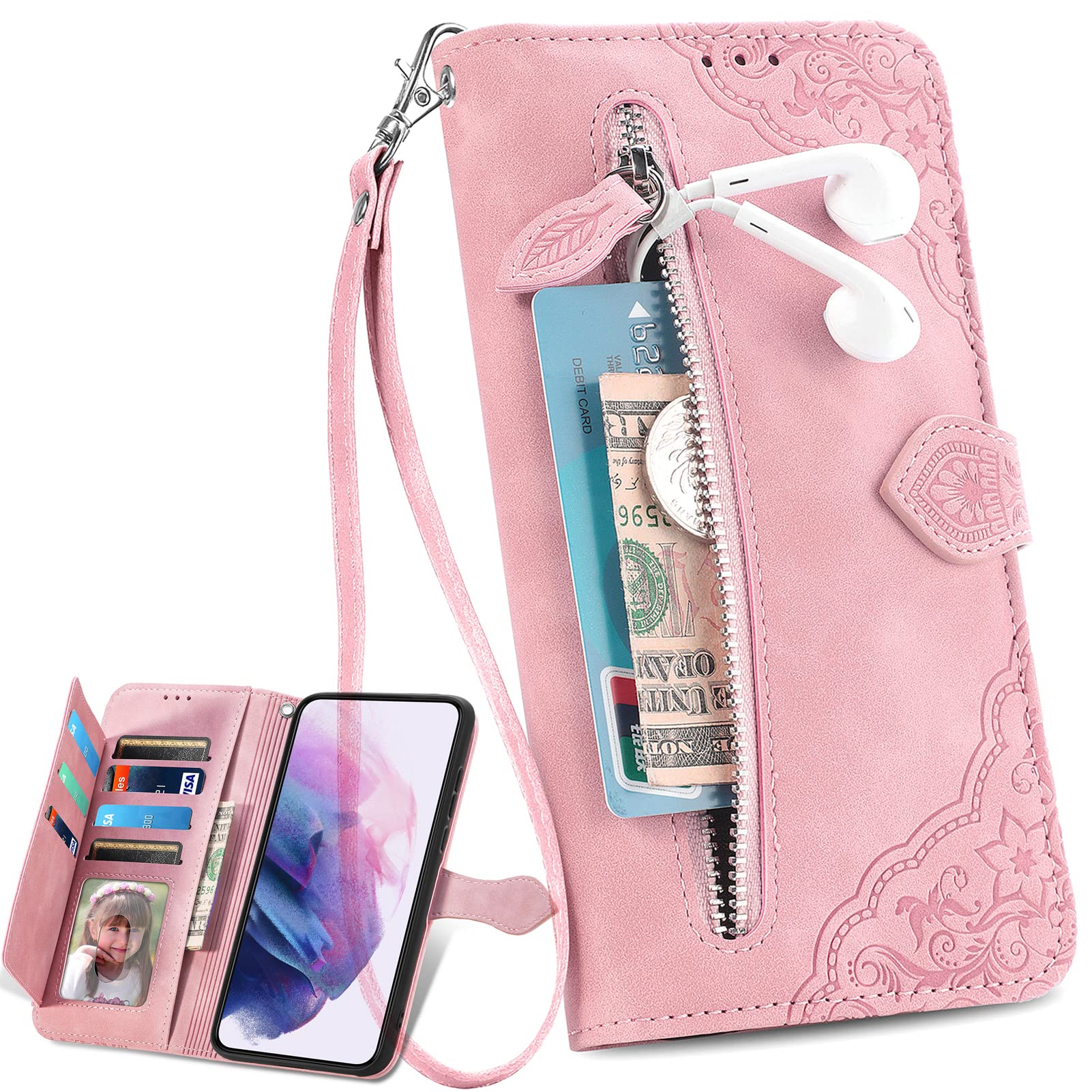 BaiFu Case for Honor X8 5G/X6/Honor Play 30M with Zipper Pocket, Wallet Case for Honor X8 5G/X6/Honor Play 30M, PU Leather Phone Cover for Honor X8 5G/X6/Honor Play 30M-002