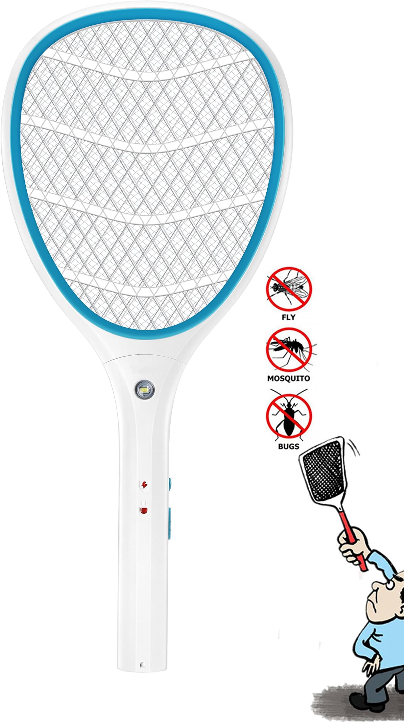 Great Polly Rechargeable Electric Bug Zapper Fly Swatter Zap Mosquito Zapper with Batteries and LED Light to Attract Mosquitoes best for Indoor and Outdoor