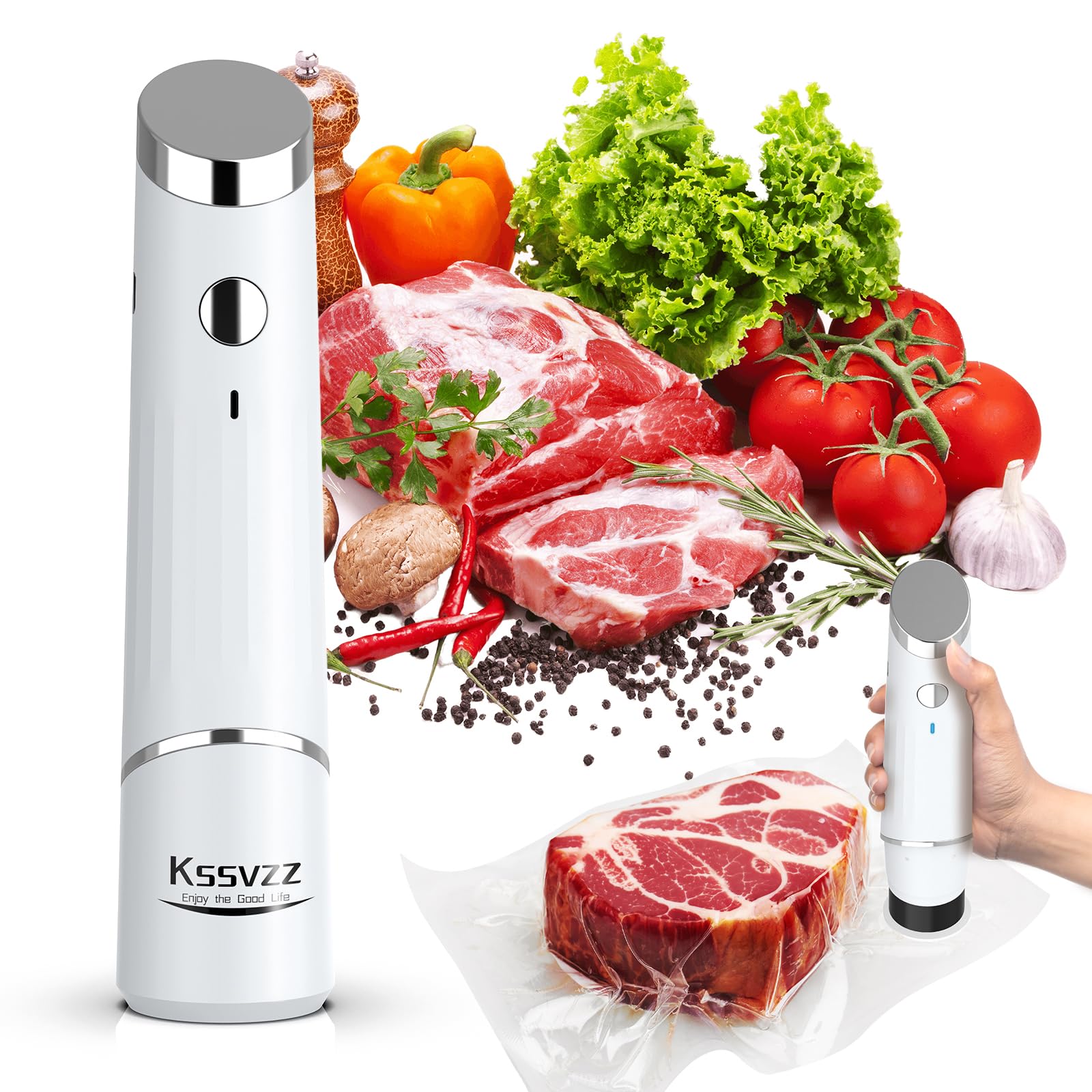 Photo 1 of Handheld Vacuum Sealer for Food - Compact Food Vacuum Sealer Machine for Travel, Portable Sealing Machine with 10 Reusable Vac Seal Bags for Storage, Meal Prep or Sous Vide