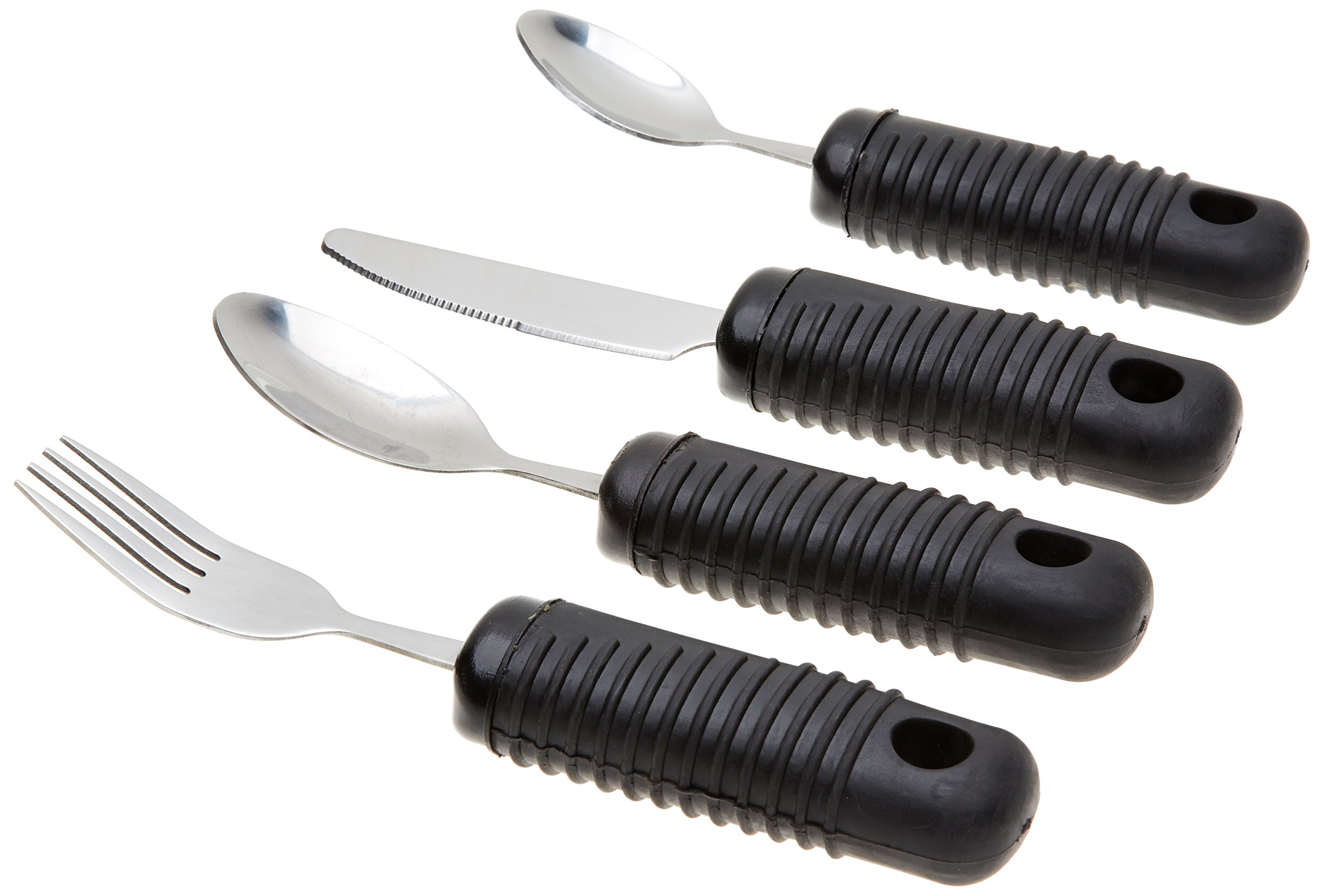 Sammons Preston Sure Grip Cutlery Set(Eligible for VAT Relief in the UK) Stainless Steel with Thick Handle, Fork, Knife, Tablespoon, Teaspoon, Easy to Hold Silverware, Good Grips, Elderly and Disabled