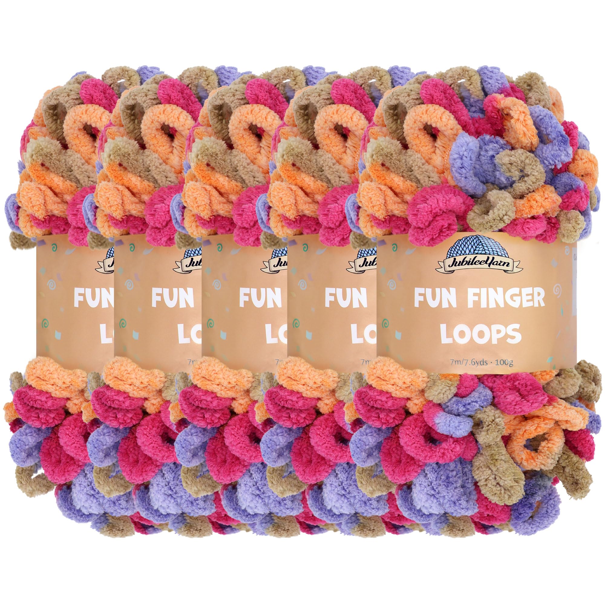 JubileeYarn Fun Finger Loops Yarn - Polyester Jumbo Weight Loop Yarn - 100g/Skein - Hecate - 5 Skeins