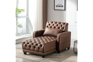 HomSof Chaise Lounge Indoor Convertible Sofa Bed, Adjustable Backrest Lounge Sofa with Thick Padded, Reclining Chair with Solid Rubber Wood Leg