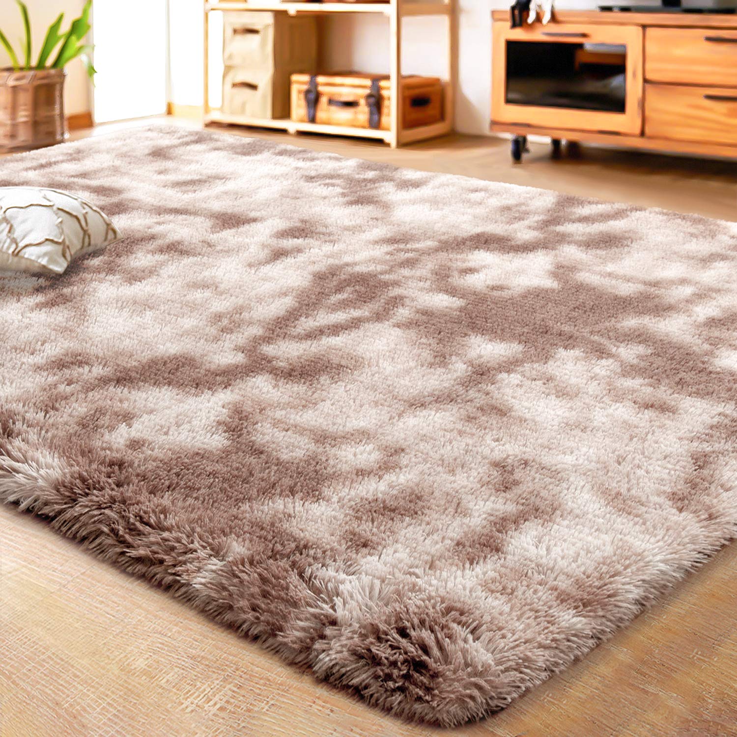 LOCHAS Area Rugs for Living Room, Fluffy Shaggy Super Soft Carpet Suitable as Bedroom Rug Home Decor Nursery Rugs Kids Mat, Light Brown 140x200cm