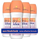 Dry Idea Unscented Roll On Deodorant & Antiperspirant for Women - Hypoallergenic for Sensitive Skin, 2X Longer Sweat Protection, 72Hr Sweat & Odor Protection, Womens Deodorant, 3.25oz (4 Pack)