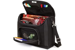 USA Gear Compact Travel Bag Compatible with Dungeons and Dragons Accessories - Small DnD Bag fits RPG Player Essentials, Player's Handbook, Character Sheets, Dice, Tokens, & Mini Player Items (Black)