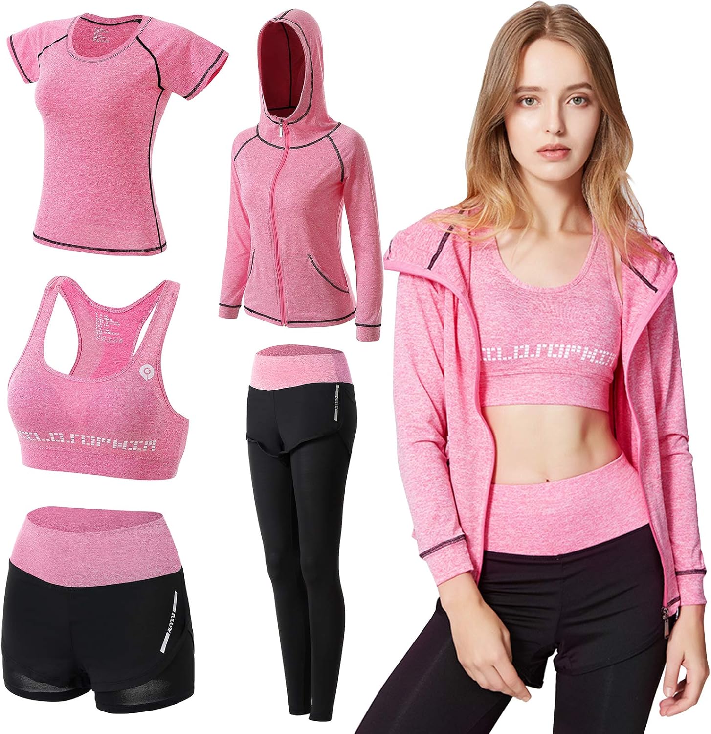 VTJU Trainingsanzug für Damen, Sportswear 5-teilig, Sportkleidung ...
