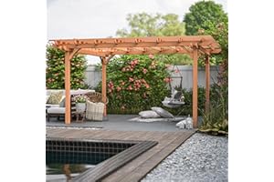 Jaxilyn 12x10 ft Wood Pergola,Outdoor Wood Gazebo Grape, Durable, Quality Supported Structure Entertaining Outdoor Wooden Pergola for Climbing Plant Support at Garden, Patio, Backyard, Deck, Brown