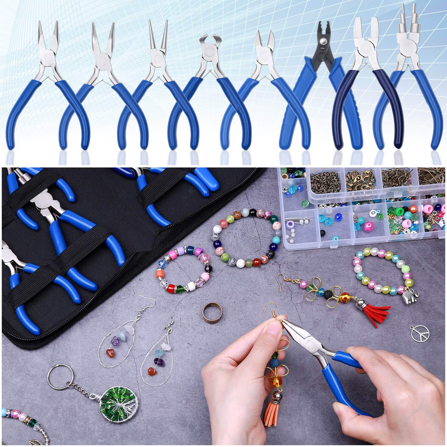 Shynek Jewelry Making Pliers Tools, 8pcs Micro Jewelry Pliers Set for Jewelry Making Supplies