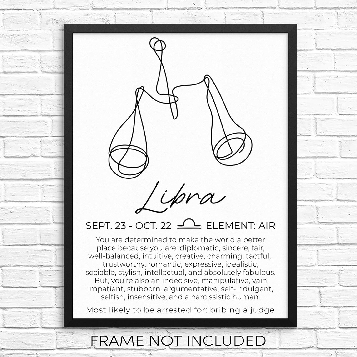 Amazon Com Sincerely Not Libra Zodiac Sign Line Drawing Art Print Minimalist Horoscope Sign Poster 11x14 Unframed Modern Astrology Artwork For Living Room Bedroom Or Home Office Wall Decor Libra Posters Prints