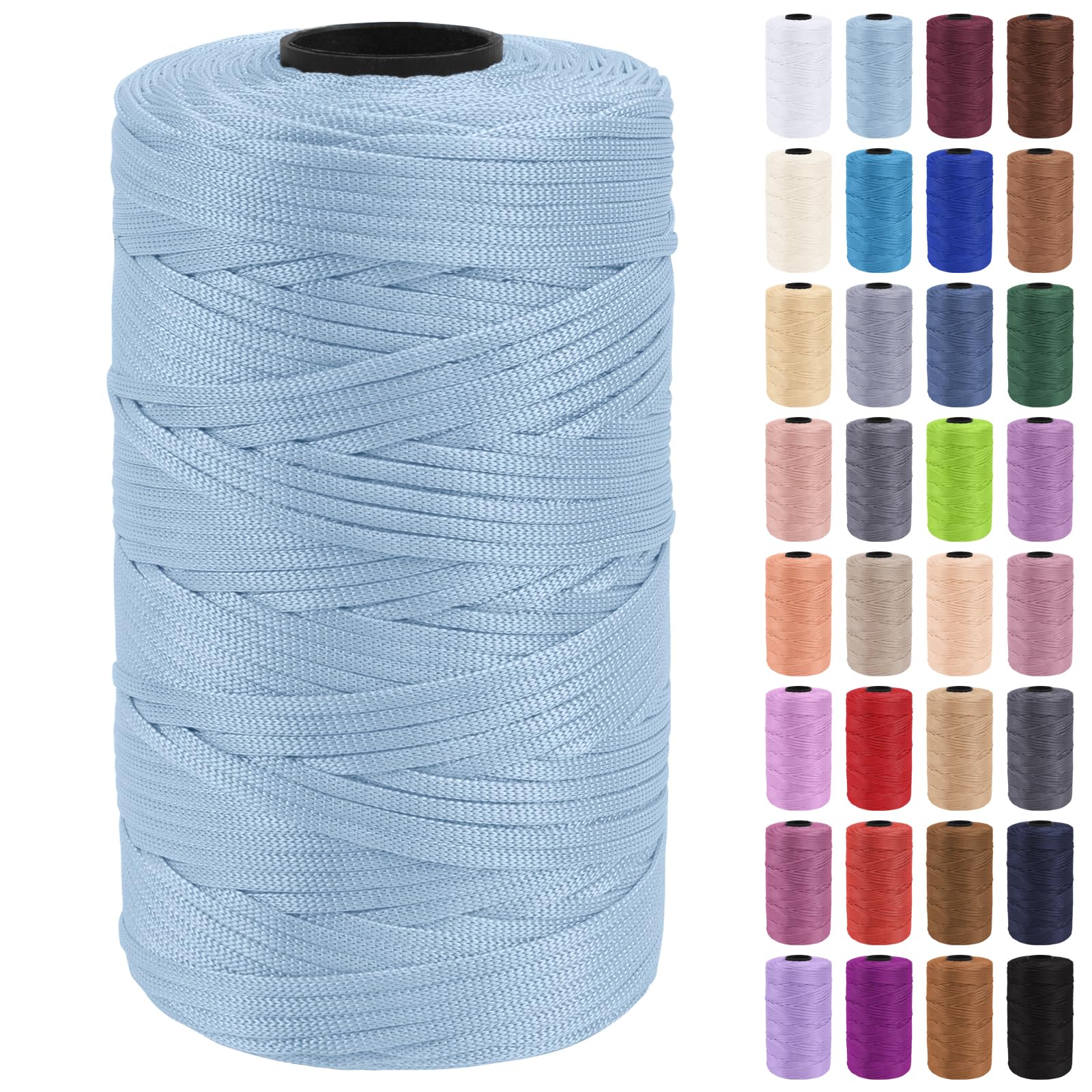 Uiopa Macrame Cord 3mm x 200m Polypropylene Flat Macrame String Crochet Yarn for Handbags, Shopping Bags, Sun Hats, Shoes, Carpets, DIY Crafts, Decorative Projects