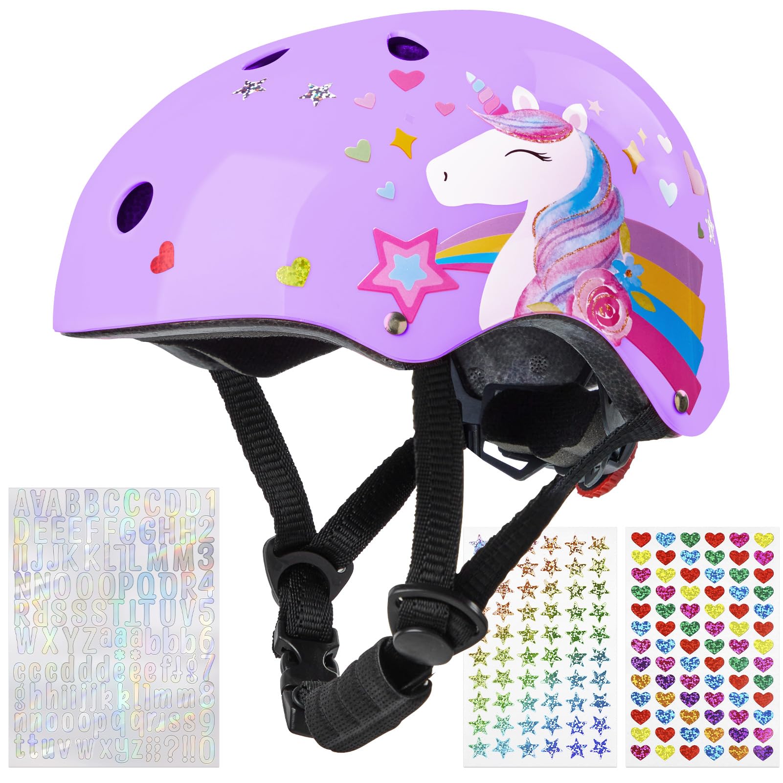Kids Bike Helmet,Unicorn Castle Toddler Helmet Adjustable Skateboard Helmet Age 3-8 Years Cycling Skateboard Inline Skating Scooter,Light Purple