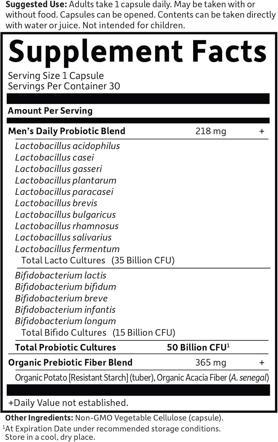 Probiotics For Men - Garden of Life Dr. Formulated Once Daily Men's Probiotics 50 Billion CFU Daily Probiotic For Constipation Relief With Organic Prebiotic, 30 Capsules (Packaging May Vary): Health & Personal Care