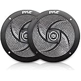 Low-Profile Waterproof Marine Speakers - 100W 4 Inch 2 Way 1 Pair Slim Style Waterproof and Weather Resistant Outdoor Audio Stereo Sound System, For Boat, Off-Road Vehicles - Pyle (Black)