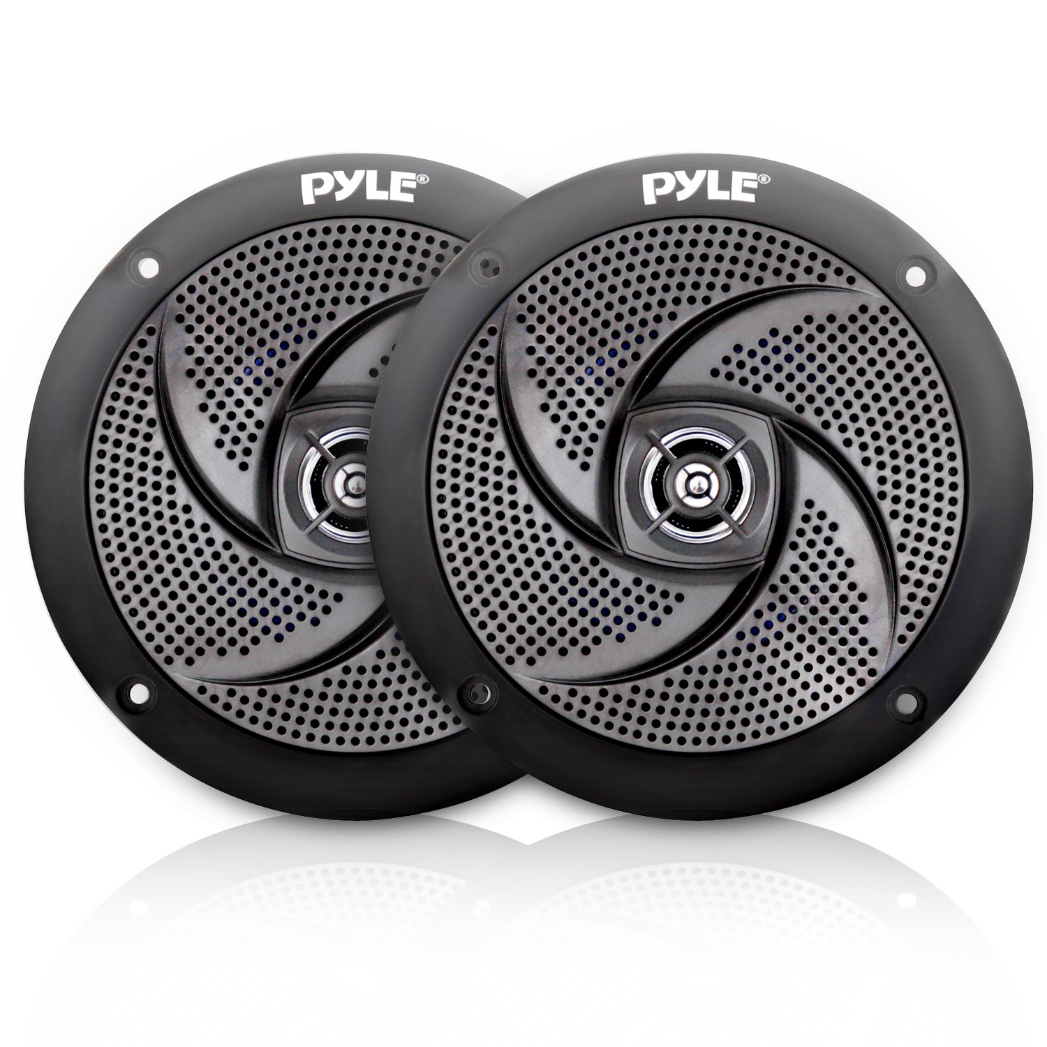 Low-Profile Waterproof Marine Speakers - 100W 4 Inch 2 Way 1 Pair Slim Style Waterproof and Weather Resistant Outdoor Audio Stereo Sound System, For Boat, Off-Road Vehicles - Pyle (Black)