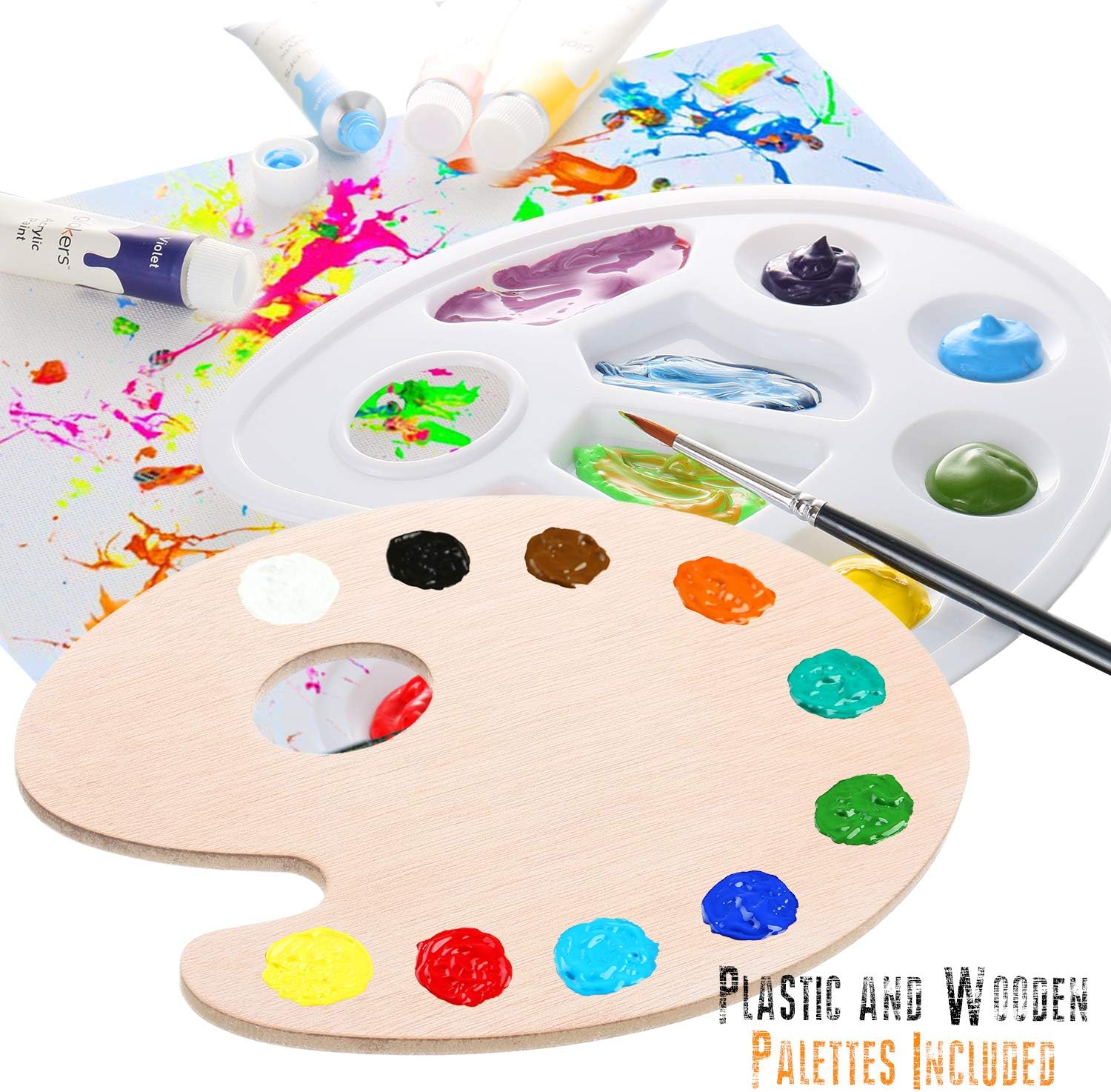 Complete Acrylic Paint Set by Glokers – 36 Piece Professional Painting Supplies Set, Includes Mini Easel, 6 Canvases, Paint Tray, Painting Knives, 10 Paintbrushes and More – Perfect Gift for Artists