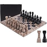 Marble Range Marble Chess Set for Adults 15" Strategic Board Game | Oceanic &amp; Black, 2 Extra Queens, 32 Chess Pieces, 1 Storage Box, Handmade Chess Set &amp; Marble Chess Board, Elegant Gift