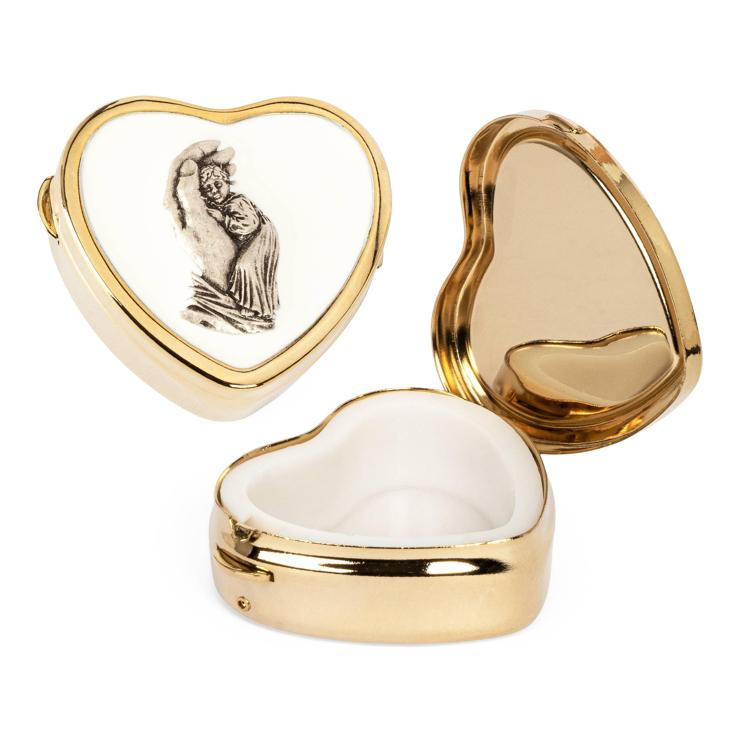 NKlaus heart metal case gold hand enamel angel - motif 3,5x4cm rosary box 2528