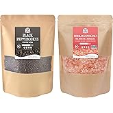 52USA Whole Black Peppercorns 12 Oz + Himalayan Pink Salt 2 LB Coarse Grain | Salt and Pepper Grinder, Black Peppercorn Refil, Pink Himalayan Sea Salt, 2 Piece Set