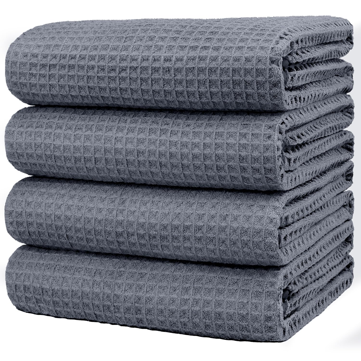 HOMEXCEL Waffle Bath Towels Set 4 Pack, Premium Microfiber Bathroom ...