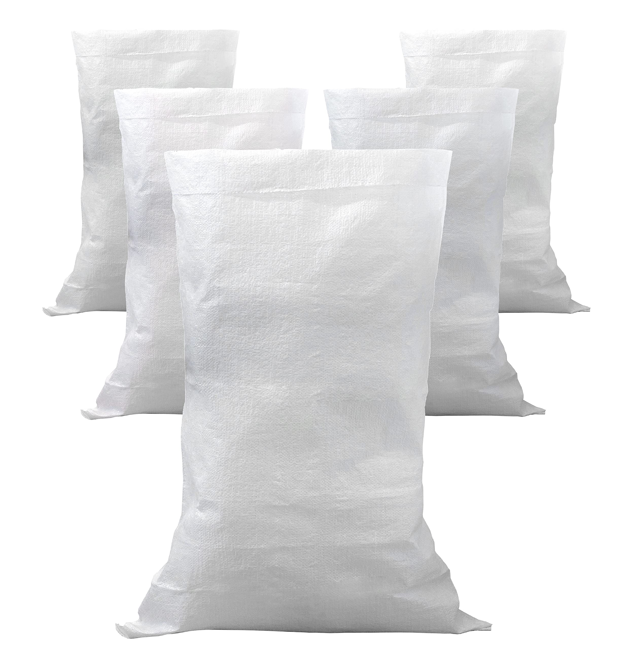 IPEA 5 x Polypropylene Garden and Debris Sacks - Size 105 x 55 cm - Multipurpose Bag for Packing, Garden, Vegetables, Sand, Rubble, DIY - Storage Box - White