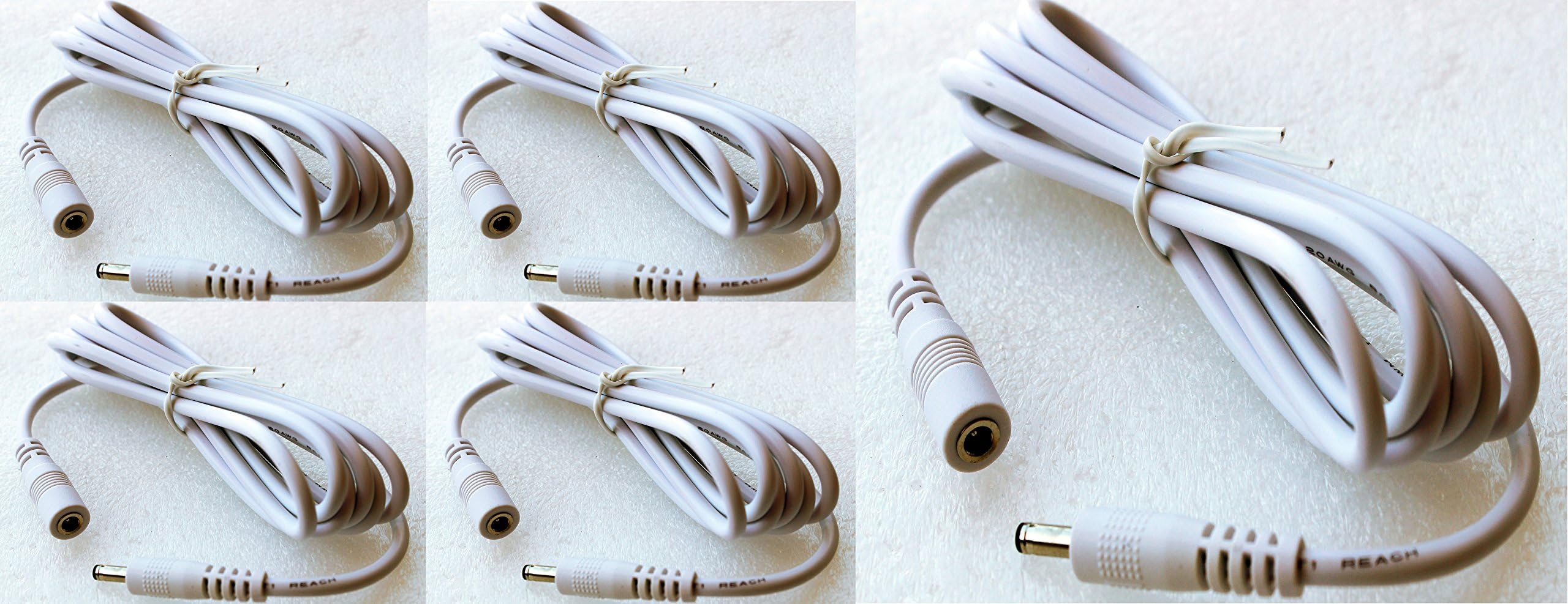 (Pack of 5) White Universal Extension Cable Compatible for Ip Camera Foscam Fi8905w Fi9821w Fi8910w Fi8916w Fi9820w Fi8918w Fi8904w Power Ac Adapter 10ft