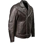 MILWAUKEE MOTORCYCLE CLOTHING CO. Men's Unforgiven MC Style Vintage Brown Leather Jacket w/Lapel Collar MMC10005
