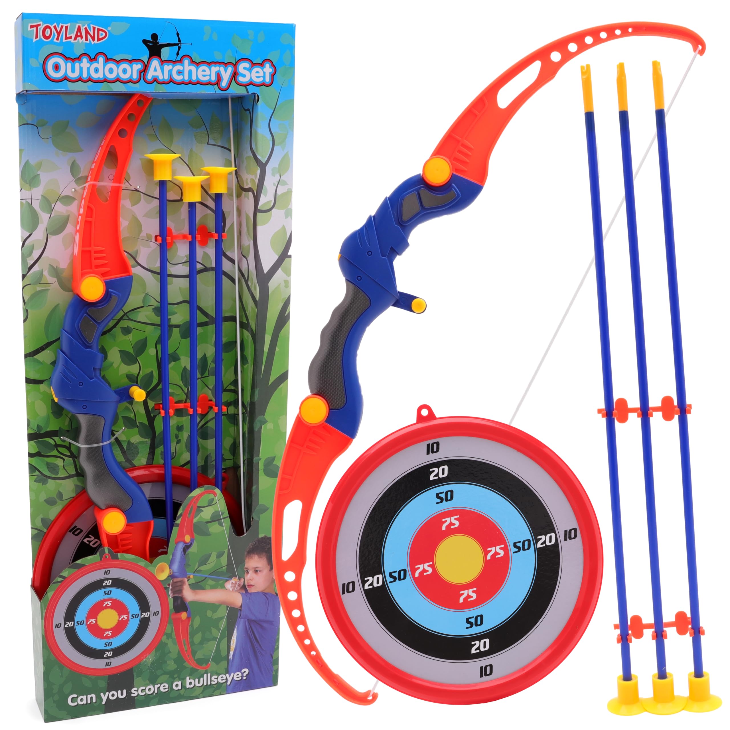 Toyland® Outdoor Archery Set - 1 Bow, 3 Suction Cup Arrows & 1 Target - Children's Outdoor/Garden Toys