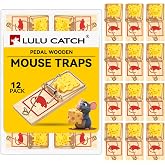 LULUCATCH Mouse Traps,12 Pack Classic Plastic Pedal Snap Traps for Indoor Outdoor Use, Fast &amp; Effective High Catch Rate Wooden Mouse Traps, Reusable Mice Rodent Traps for Home, Garage &amp; Kitchen