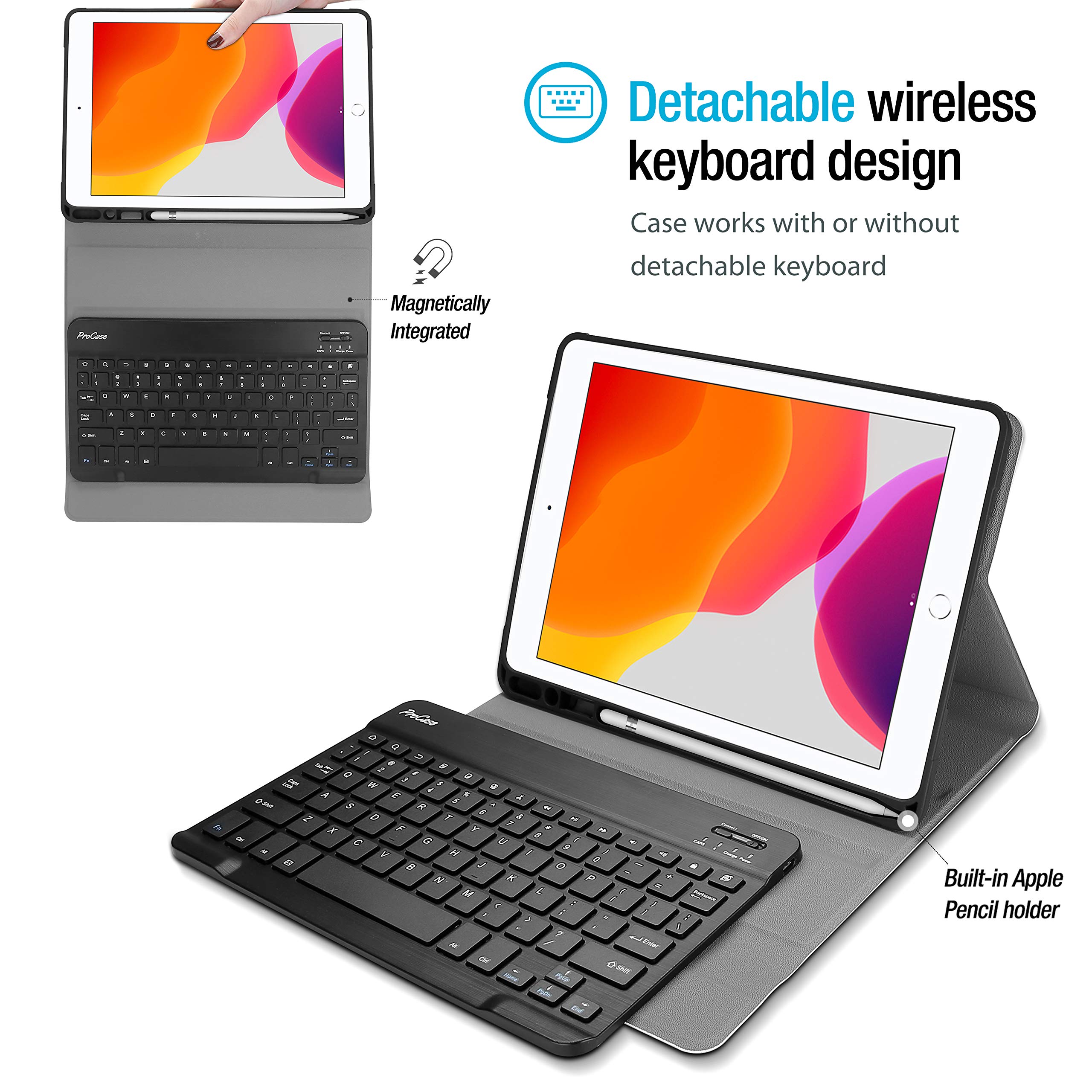 ProCase Keyboard Case for iPad 10.2 9th Gen 2021/ 8th Gen 2020/ 7th Gen 2019/ iPad Air 10.5
