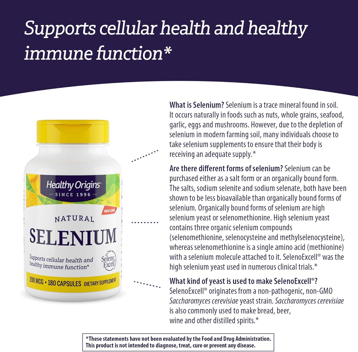 Healthy Origins Selenium Seleno Excel No Fillers 200 MCG, 180 Count, White: Health & Personal Care