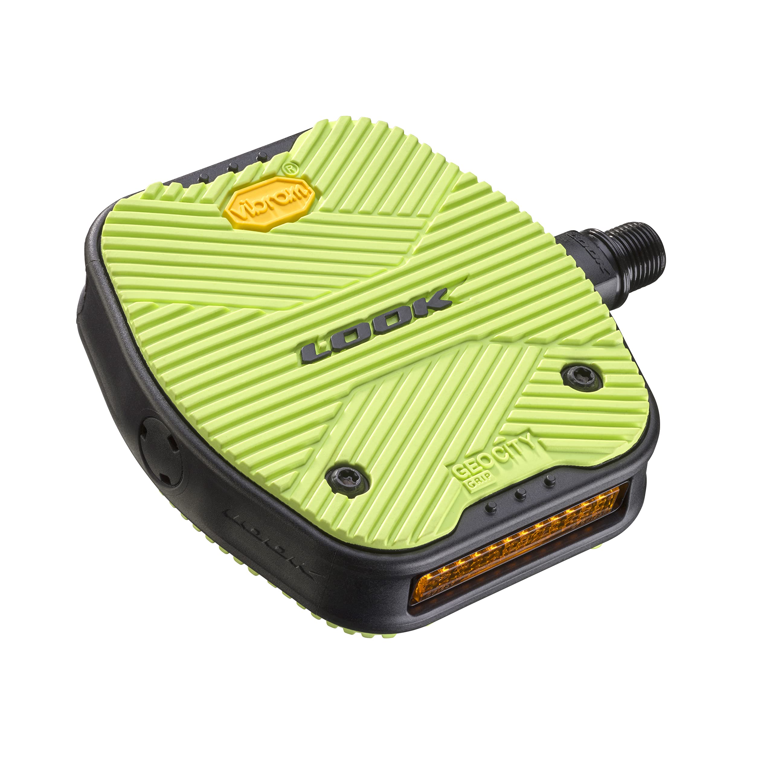 LOOK Cycle - Geo City Grip Bicycle Pedals - Flat Pedals - Slip-Proof Safety - Innovative Activ Grip Rubber - Premium High-Performance Urban Bike Pedal - Lime