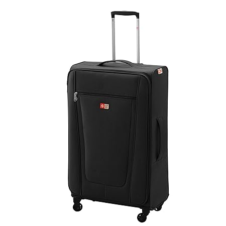 Spread Spain Polyester 28-inch Soft Side 4 Wheels Black Suitcase Trolley Bag for Travel