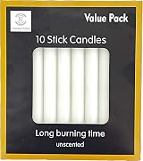 REQUISITE NEEDS Pack 10 Colourful Paraffin Wax Dinner Stick Candles White view 3