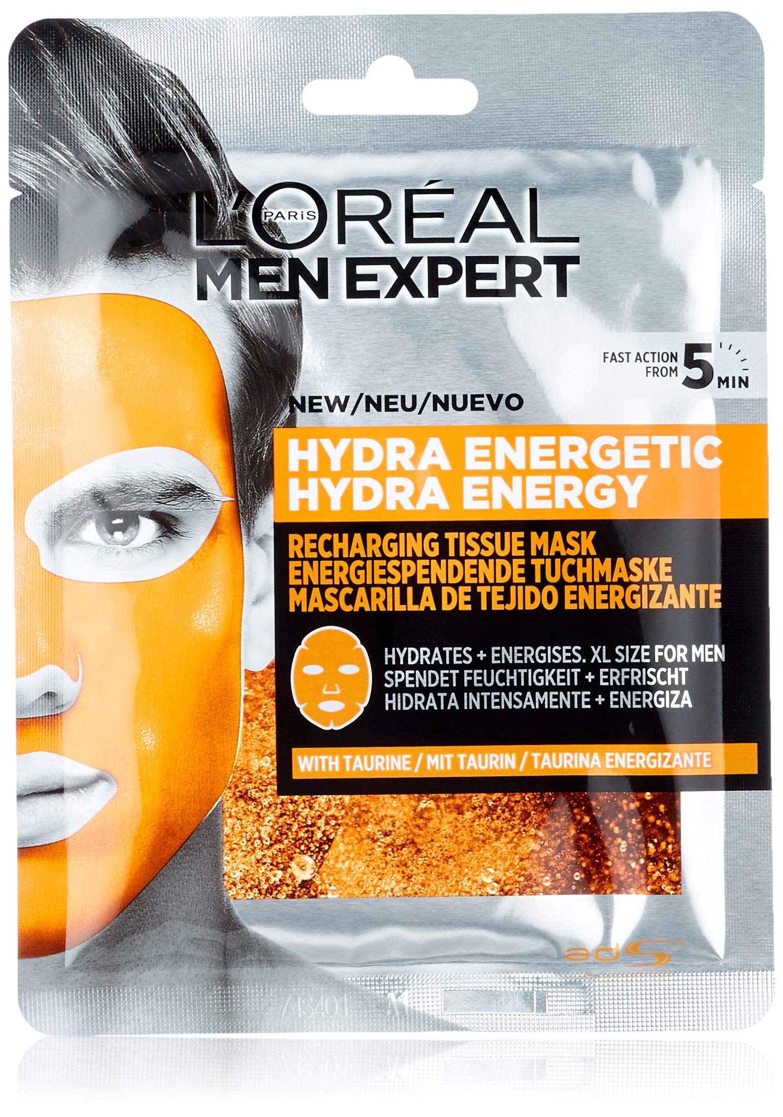 L'Oreal Paris Men Expert Gift Set for Men, Tissue Face Mask Multi-Pack with Re-energising Taurine, 0.276 kg