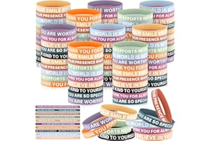 Poen 120 Pcs Motivational Silicone Bracelets Bulk Colored Inspirational Rubber Wristbands Affirmation Bracelets Back to School Gifts for School Teens Mental Health Awareness Items(Inspiring)