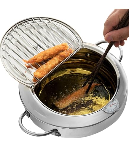 Hvanam Deep Fryer Pot With Oil Drop Tray And Oil Thermometer