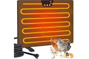 Keten Chicken Coop Heater, 100/200 Watts Radiant Heat Energy Efficient Design, 3 Ways to Use, Safer Than Brooder Lamps Heater with Digital Display and 5 Timing Setting(16.7'' X 12.2'')