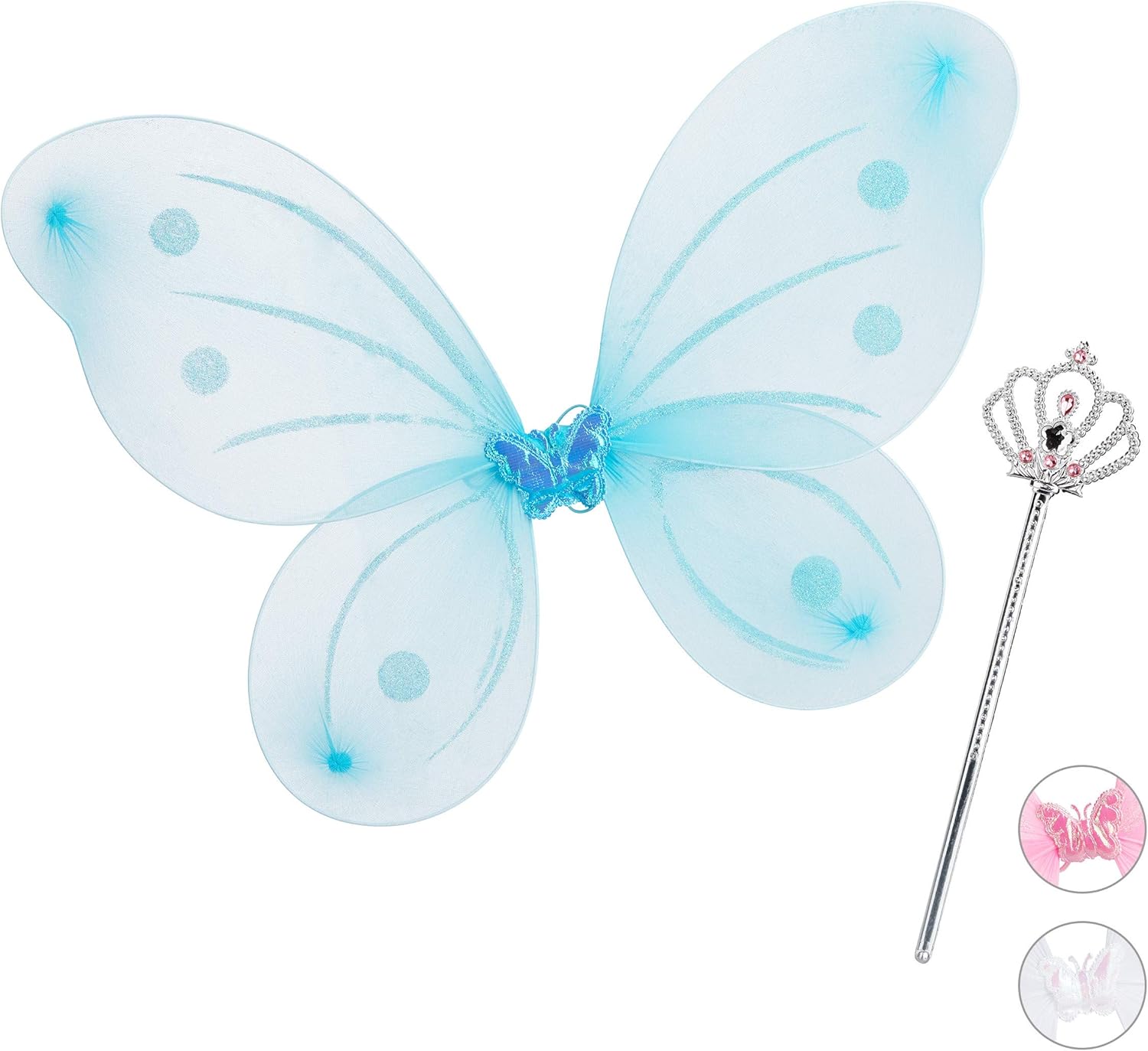 Relaxdays Children Fairy Wings & Magic Wand, Fairy Costume for Kids