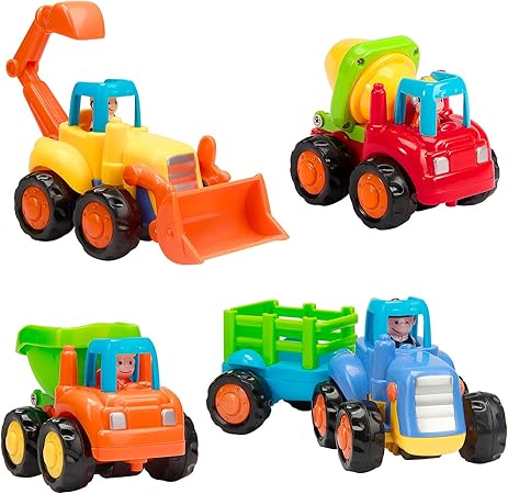 Amazon Vamslove 摩擦式自動車 4ピース 子供向け玩具 車セット プッシュ ゴー カートゥーン構造 車両玩具 早期教育 エンジニアリングギフト おもちゃ 子供 男の子 女の子 幼児 赤ちゃん 1 2 3歳 手押し車 プルトイ おもちゃ