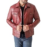 Jild Classic Trucker Fashion Leather Jacket Men - Premium Suede Leather Shirt Style Coat Jacket