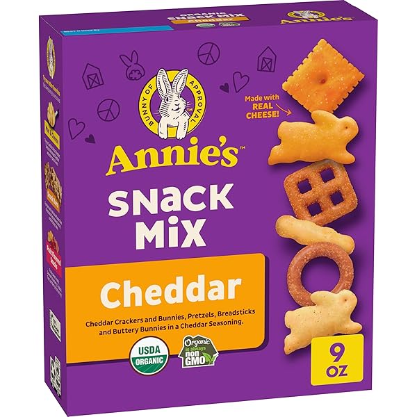 ANNIE’S HOMEGROWN ORGANIC CHEDDAR SNACK MIX, BUNNIES CHEDDAR, 9 OZ