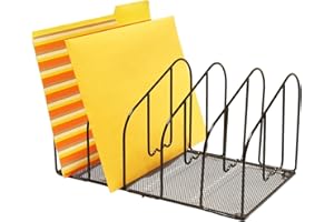 Deco Brothers File Sorter Organizer for Desk, 5 Sections, Black