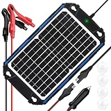 SUNER POWER Waterproof 12W 12V Solar Battery Charger & Maintainer Pro, Built-in UltraSmart MPPT Charge Controller, 12 Volt Solar Panel Trickle Charging Kits for Car Automotive Boat Marine RV Trailer