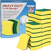 HOMERHYME Heavy Duty Sponges, 24 Pack Scrub Sponge, Multipurpose Dish Sponge Double-Side Design, Durable & Long-Lasting with 