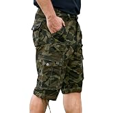 JAWERU Cargo Shorts for Men Multi Pockets Mens Shorts | Cotton Casual Summer Shorts Below Knee 13 Inches Capri Design For Daily life, hiking, street dance, camping, hip-hop, etc.