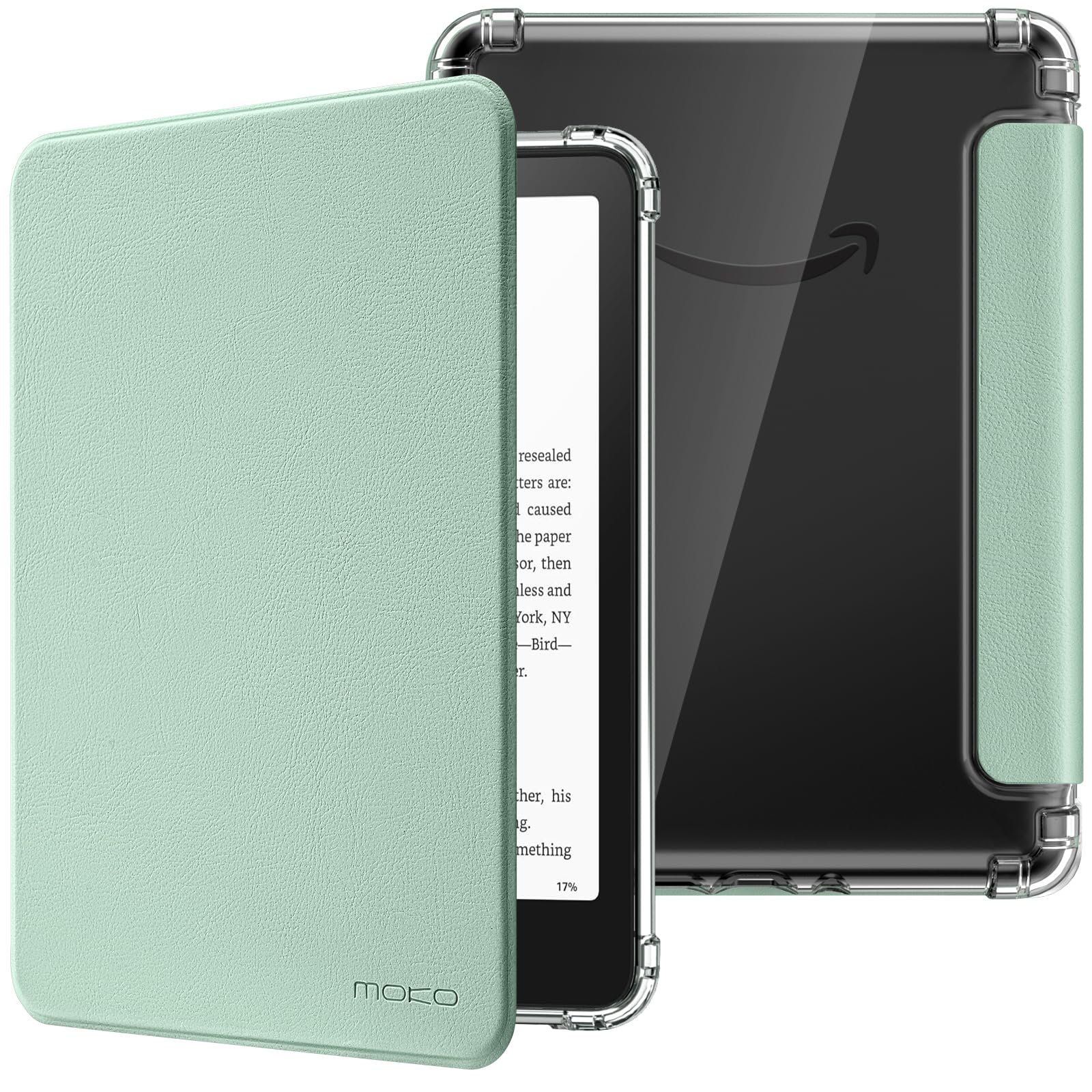 MoKo Case for All-new 7"Kindle Paperwhite 12th Generation 2024&Kindle Colorsoft Signature Edition 2024,Ultra Clear Soft Flexible Transparent TPU Back Cover Light Shell with Auto Wake/Sleep,Agave Green