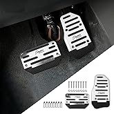 PACLVIO 2PCS Non-Slip Car Pedal Covers, Premium Aluminum Alloy Gas and Brake Pedals Covers for Safe Driving, Automatic Transmission Pedal Covers Replacement Kit, Universal Car Accessories for Most Car